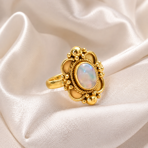 Natural Rajasthan Opal Oval Vintage Inspired Bezel Setting <b>Statement</b> <b>Ring</b> 925 Sterling <b>Silver</b> Rose Gold/Yellow Gold Plated - Product Image 4