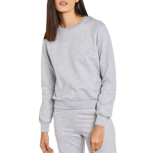 Spring High Quality Plus Size Women's Eco-Friendly Breathable Lightweight <b>Plain</b> Pullover Jogging Suits 100% Cotton <b>Tracksuit</b> - Product Image 5