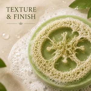 Savon exfoliant bio au loofah, fait main, aux extraits végétaux pour une exfoliation douce du corps. Fabrication OEM disponible. - Product Image 2