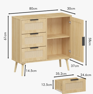 Armoire de rangement en rotin et bois de qualité supérieure, meuble moderne à plusieurs tiroirs, armoire sur pied pour la décoration de la maison et du bureau - Product Image 6