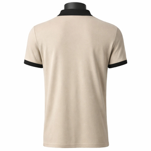 Wholesale Custom Golf Polo Contrast <b>Collar</b> Polo <b>Shirt</b> Beige Black Custom Print Embroidery Manufacturer Men Polo <b>T</b> <b>Shirt</b> - Product Image 3