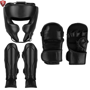 Ensemble d'équipement de protection de boxe SUMBOOS en cuir PU respirant, incluant casque, gants et protège-tibias, équipement d'entraînement, emballage personnalisable - Product Image 6