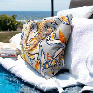 Bolso de mano con estampado de pájaros pintados al óleo para mujer, Dropshipping POD, Bolso tote de cuerda de cáñamo, Bolso de hombro informal y con personalidad para mujer, ideal para la playa - Product Image 2