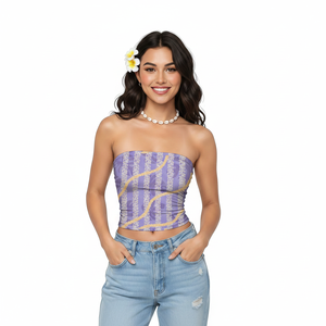 New Summer Beach Hawaiian <b>Lei</b> Floral Design Slim Stretch Tube Top Custom Print Bandeau Women's tank Tops Crop Top - Product Image 1