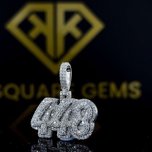 Pendentif personnalisé en argent sterling S925 plaqué or rose 18 carats avec chaîne sertie de moissanite VVS, bijoux hip-hop, cadeau unisexe, charme - Product Image 1