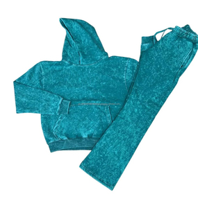 Ensemble de survêtement pour homme en molleton lourd à deux pièces, style streetwear, avec broderie usée, lavage à l'acide, personnalisé - Product Image 2