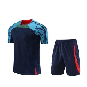 Ensemble de maillots de football personnalisés bleus pour hommes, col en V, manches courtes, sublimation, évacuation de l'humidité, coupe classique, toutes saisons, adulte 2027 - Product Image 6