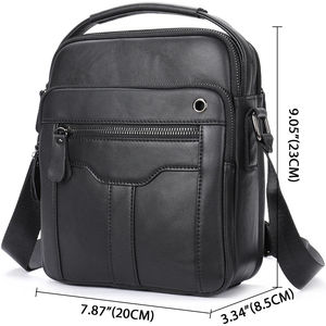 Men's Genuine Leather Shoulder <b>Bag</b> 7 Inch Zipper Closure Business Work <b>Crossbody</b> <b>Bag</b> <b>Large</b> Capacity All Seasons - Product Image 5