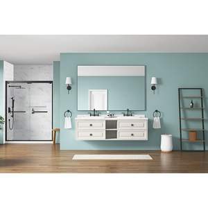 84 "L X 48" H Miroir de courtoisie de salle de bain extra large rectangulaire noir à cadre mural Miroir mural HD pour salle de sport et studio de danse - Product Image 5