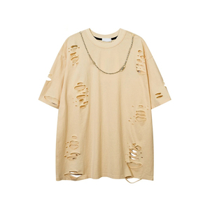 เสื้อยืดโอเวอร์ไซส์ผู้ชาย แขนสั้น คอกลม สีพื้น สไตล์สตรีท ผ้าเจอร์ซีย์คอตตอน 100% - Product Image 3
