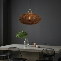 Lampe suspendue en fibre de banane tissée 100% naturelle, style bohème chic, lustre, résistante à la chaleur, écologique, style côtier, pour Noël