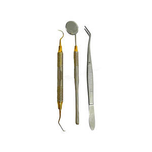 Kit de 3 Piezas para Higiene Dental, Espejo Bucal de Acero Inoxidable Premium, Raspador, Pinzas de Precisión Quirúrgicas - Product Image 1