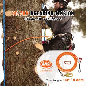 Corda da Arrampicata per Arboricoltura con Anima in Acciaio da 12,7 mm, 4,8 m (16 piedi), con Moschettone e Gancio a Scatto in Lega di Alluminio - Product Image 2