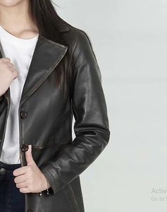 Solid Trader Breathable Premium Quality Light Weight Classic Design Casual Wear <b>Womens</b> Long Leather Jacke - Product Image 5