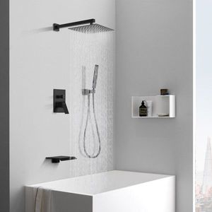Set Doccia a Cascata da 10 Pollici ad Alta Pressione con Soffione a Pioggia e Doccetta, Attacco Maschio NPT, Finitura Nichel, per Bagno - Product Image 3