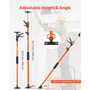 Set da 8 Aste di Supporto Telescopiche in Acciaio da 45,7-114,2 Pollici, Sistema di Supporto Regolabile a 3° Mano, Ancoraggi per Cartongesso, Palo di Supporto per Armadietti - Product Image 2
