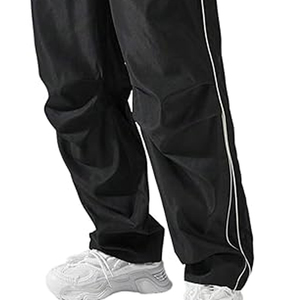 Custom Men’s Streetwear Baggy Track Pants Lightweight Windbreaker Nylon Anti-Wrinkle Elastic Waist <b>Drawstring</b> Jogger <b>Trousers</b> - Product Image 2