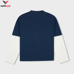 Custom Drop Shoulder <b>T</b> <b>Shirt</b> Heavyweight Cotton Double Layer Cotton Made Long Sleeve <b>T</b>-<b>Shirt</b> for <b>Men</b> - Product Image 4