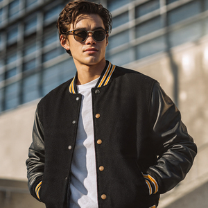 Button Down Plus Size Varsity <b>Jacket</b> <b>Men</b> Crew Neck <b>Long</b> Sleeve Varsity <b>Jackets</b> <b>Men's</b> Windproof Varsity <b>Jacket</b> <b>Mens</b> - Product Image 6