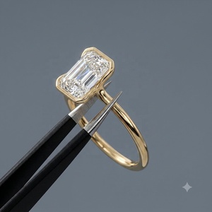2CT Radiant Cut Diamond IGI Certified Classic Engagement <b>Ring</b> <b>Two</b>-Side Bezel Setting 14K Solid Gold Custom Solitaire Anniversary - Product Image 6