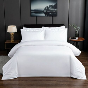 Juego de Ropa de Cama de Hotel de Lujo, 100% Algodón Premium, Blanco, Moderno, Tejido, Funda de Edredón, Sábana Ajustable y Fundas de Almohada, Venta al Por Mayor - Product Image 1