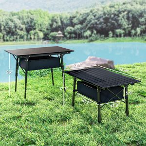 <b>Small</b> 3ft Aluminum <b>Folding</b> <b>Table</b> for Outdoor Portable Camping Picnic BBQ with Storage Carry Bag Black - Product Image 2