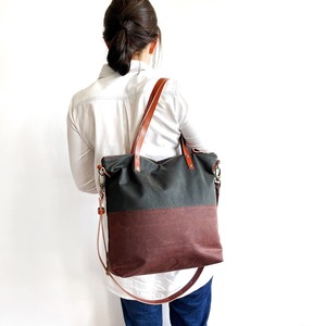 Bolso Tote de Lona y Cuero, Estilo Vintage, para Viaje, Trabajo, Compras, Gran Capacidad, Resistente, con Bordado Abierto, LCTB-0063 - Product Image 3