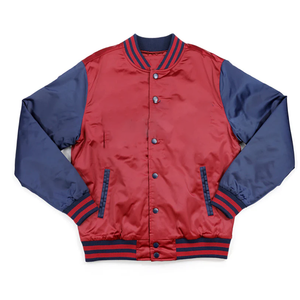 Blouson Bomber de Baseball SCSU Printemps Bicolore Premium Marron & Bleu Marine avec Logos Brodés en Satin Imperméable et Coupe-Vent - Product Image 1