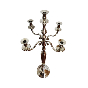 Wholesale 5-Branch Silver Plated Metal <b>Candelabra</b> Elegant Vintage Wedding Centerpiece Tabletop Decor Aluminum Candle Holder - Product Image 4