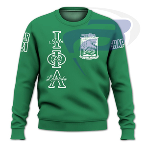 Sudadera Verde de la Hermandad Iota Phi Lambda 1921, Ropa de la Hermandad IPL con Escudo y Letras Griegas para Miembros de la Hermandad - Product Image 2