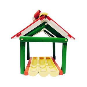 Mangeoire à oiseaux suspendue en bois artisanale pour la décoration du jardin et du balcon - Product Image 2
