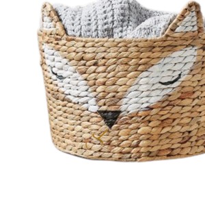 Cesta de Almacenamiento de Jacinto de Agua Tejida Fox, Organizador de Juguetes con Diseño de Animal, Cesto Decorativo Abierto para Guardería con Temática de Bosque - Product Image 2