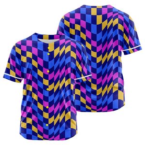 Camiseta de Béisbol Sublimada Personalizada Unisex de Manga Corta con Patrón a Cuadros, Nombre del Equipo 00, Secado Rápido, Poliéster, para Adultos, Todas las Temporadas - Product Image 4