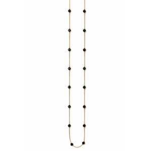 Collar de Moda con Piedras de Ónix y Oro Rosa de 18K para Mujer, Cadena de Eslabones con Cuentas Negras Minimalistas, Joyería Elegante para Regalo - Product Image 2