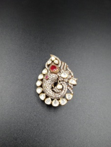 Classic Amaira Jewels 925 Silver Ruby <b>Brooch</b> Pear Cut Diamond Flower Design Unisex Wedding Gift Jewelry Claw Setting - Product Image 1
