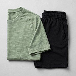 Wholesale Summer Men's Casual Shorts <b>Set</b> Plain Color Solid 100% Cotton Jersey Quick Dry Knitted Pocket Customized Logo <b>Twin</b> <b>Set</b> - Product Image 4