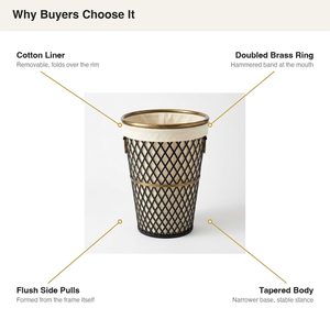 Handmade 42 cm Black Antique Brass Iron <b>Wire</b> <b>Basket</b> with Cotton Liner Heera Diamond Lattice Tapered <b>Storage</b> for Home Use - Product Image 4