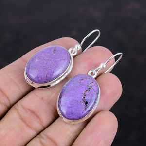 Pendientes de Botón de Purpurita Chapados en Oro de Lujo Hechos a Mano, Joyería de Plata de Ley 925 con Piedras Preciosas Naturales, Regalo para Mujer en Aniversario o Fiesta - Product Image 4