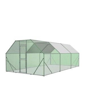 Recinto per Polli in Rete Metallica Zincata Rivestita in PVC, 200 Piedi Quadrati, Chiudibile a Chiave, 10FT X 20FT TMG CRS1020, Recinzioni e Box per Animali - Product Image 1