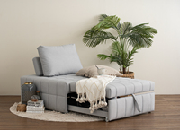 Sofá Cama Individual Convertible Moderno de Mediados de Siglo, Patas de Metal, Multifuncional, Apto para Mascotas, Tapizado en Tela, para Sala de Estar, Apartamento, Hotel