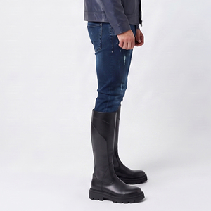 Botas de Cuero para Hombre con Cierre Lateral, Calzado Impermeable de Cuero hasta la Rodilla, Botas de Moda de Cuero hasta la Rodilla para Hombre - Product Image 2