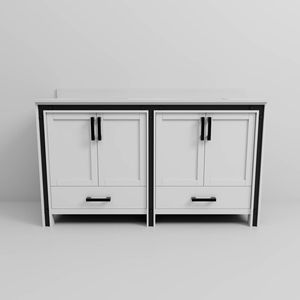 60 In. W X 22 In. D White Double Bath <b>Vanity</b> with Cultured Marble Top <b>Bathroom</b> <b>Vanities</b> - Product Image 6