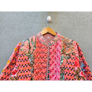 Chaqueta acolchada estilo bohemio para mujer, con bordado floral, cuello mandarín, ropa exterior de algodón, abrigo informal de otoño, regalo para ella. - Product Image 4
