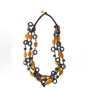 Luxury Women Multilayer Amber Beaded Circle <b>Necklace</b> Elegant Party <b>Statement</b> Fashion Jewelry Collection at Wholesale Price - Product Image 2