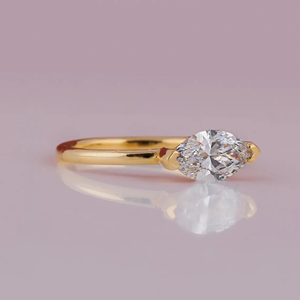 Anillo de diamantes cultivados en laboratorio East West Marquise para mujer y anillo de boda, regalo para ella - Product Image 2
