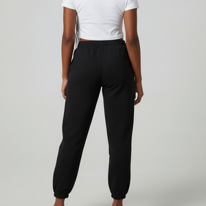 Pantalon de jogging personnalisé pour femme en molleton éponge, polyester/coton, avec logo imprimé sur mesure, taille élastique, coupe droite, hiver, dentelle - Product Image 4