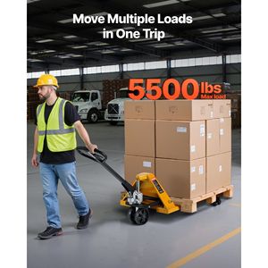 Transpallet Manuale con Capacità di Carico di 2500 Kg, Forche 48L X 27W Pollici, Carrello per Movimentazione Materiali, Lunghezza Forche 3.35-7.1 Pollici - Product Image 2