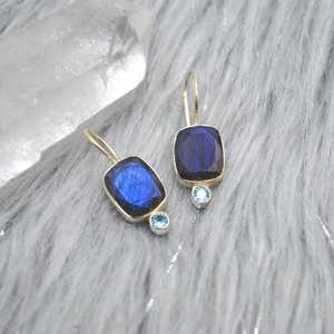 Labradorite Blue Topaz Drop Earrings Sterling Silver Teardrop December Birthstone Jewelry For Women - Product Image 3