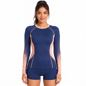 Womens Yoga <b>Top</b> Crew Neck <b>Tight</b>-<b>Fitting</b> Long-Sleeve Rash Guard Solid Shirt Outdoor Apparel Fitness Training - Product Image 1