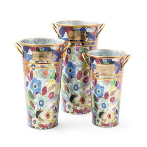 Ensemble de 3 vases/jardinières en métal floral, style bohème, décoration intérieure et extérieure pour fleurs et plantes - Product Image 1